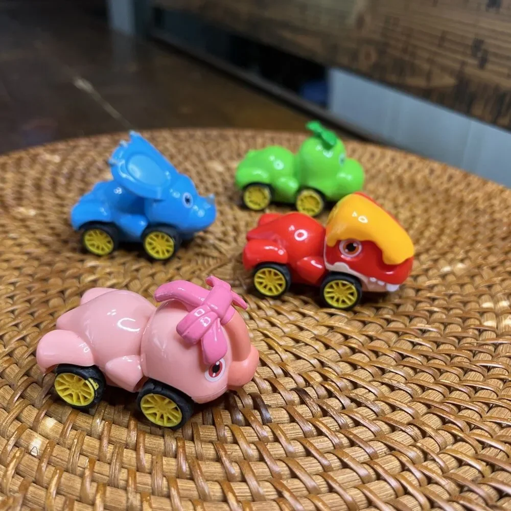 Dinosaur Kids Car Toy Set 4 Pieces Mild Wear On Tires Collectible